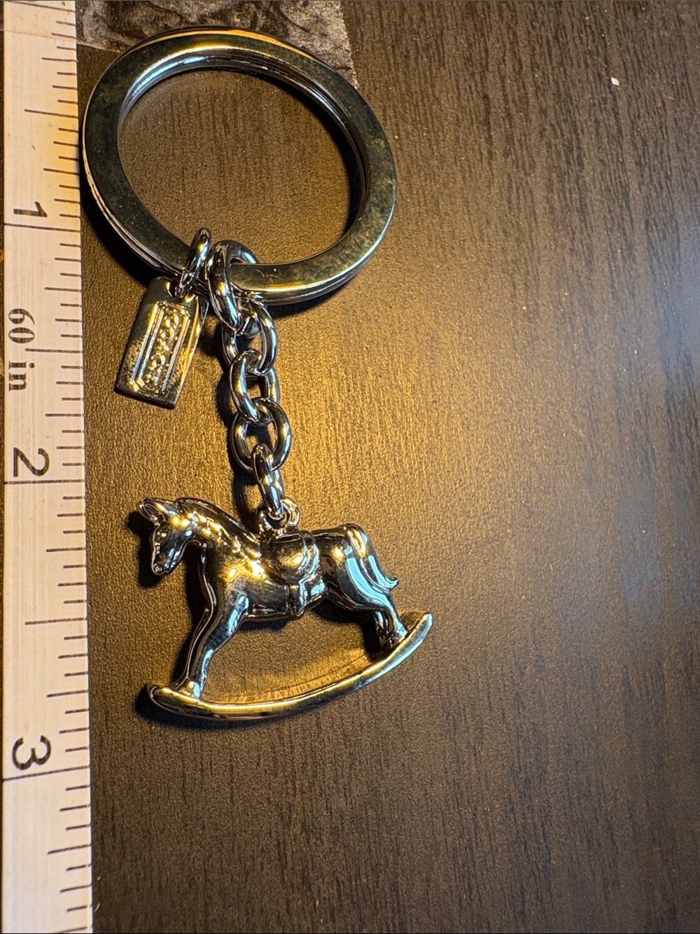 Coach Silver Rocking Horse Keychain